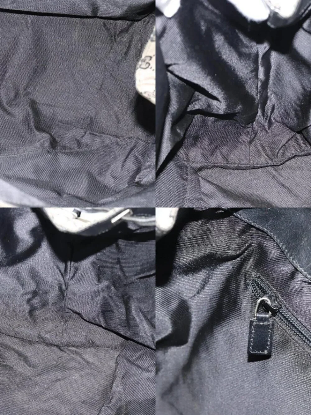 GUCCI GG Canvas Tote Bag Black Beige 019 0493 1669 Auth ka4701